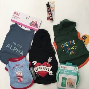 Bundle for XS Dogs 4 Graphic Apparel Slo Bowl, and XS Collar